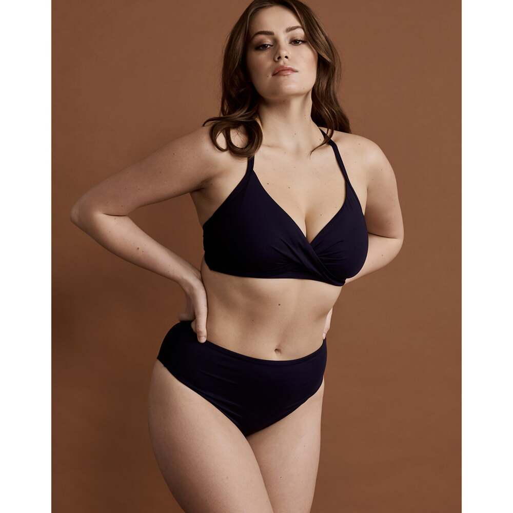 Sea Level Essentials Twist Front DD/E Cup Bra Bikini Top SIZE 12 Night Sky NWT